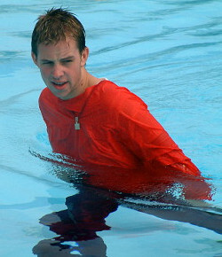 pool swimming in clothes